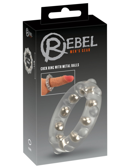 Anneau pénien en silicone avec billes métalliques