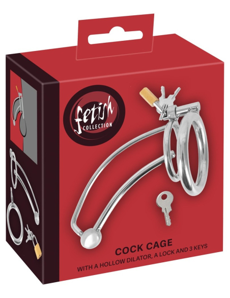 Cage de chasteté avec dilatateur creux