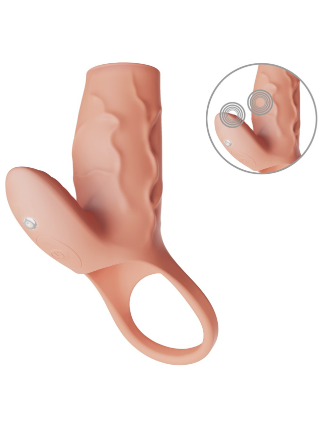 Manchon vibrant en silicone doux avec stimulateur clitoridien intégré - vue 2