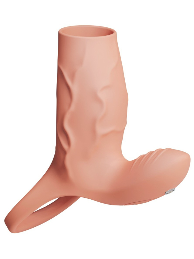 Manchon vibrant en silicone doux avec stimulateur clitoridien intégré - vue 3