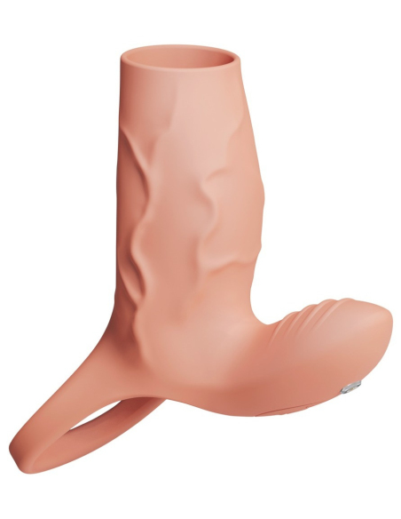 Manchon vibrant en silicone doux avec stimulateur clitoridien intégré - vue 3