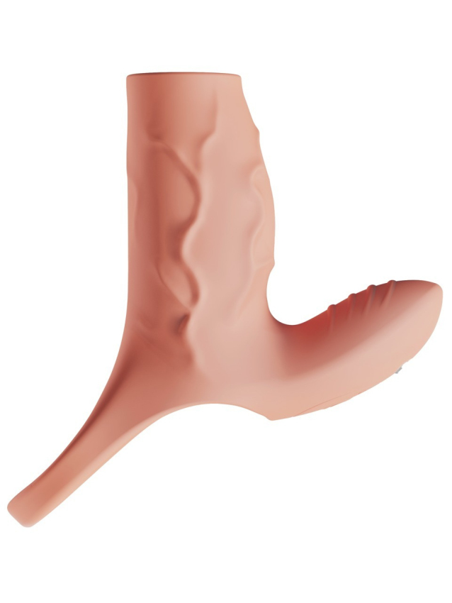 Manchon vibrant en silicone doux avec stimulateur clitoridien intégré - vue 4