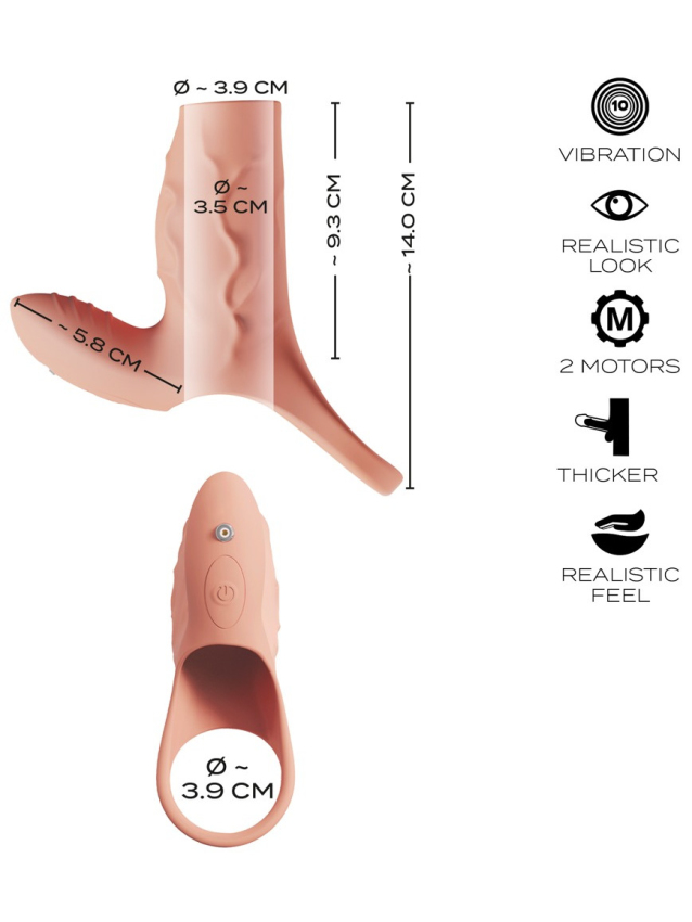 Manchon vibrant en silicone doux avec stimulateur clitoridien intégré - vue 12