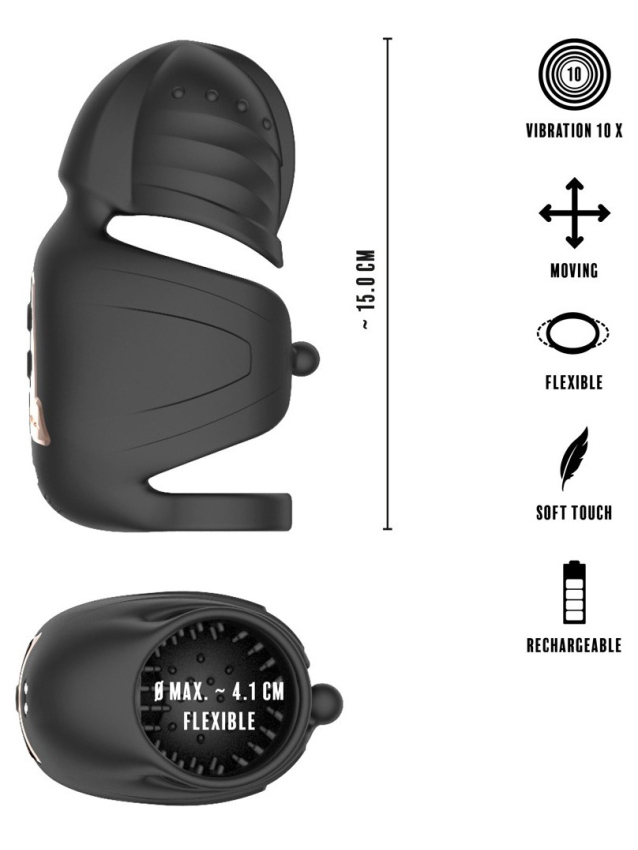 Vibromasseur pénien avec stimulateur de gland elliptique - vue 15