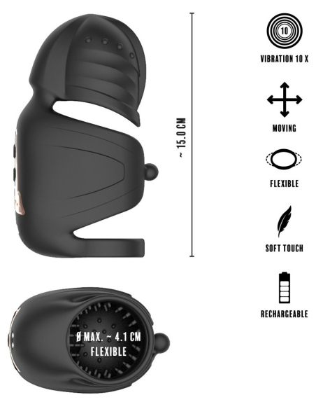 Vibromasseur pénien avec stimulateur de gland elliptique - vue 15
