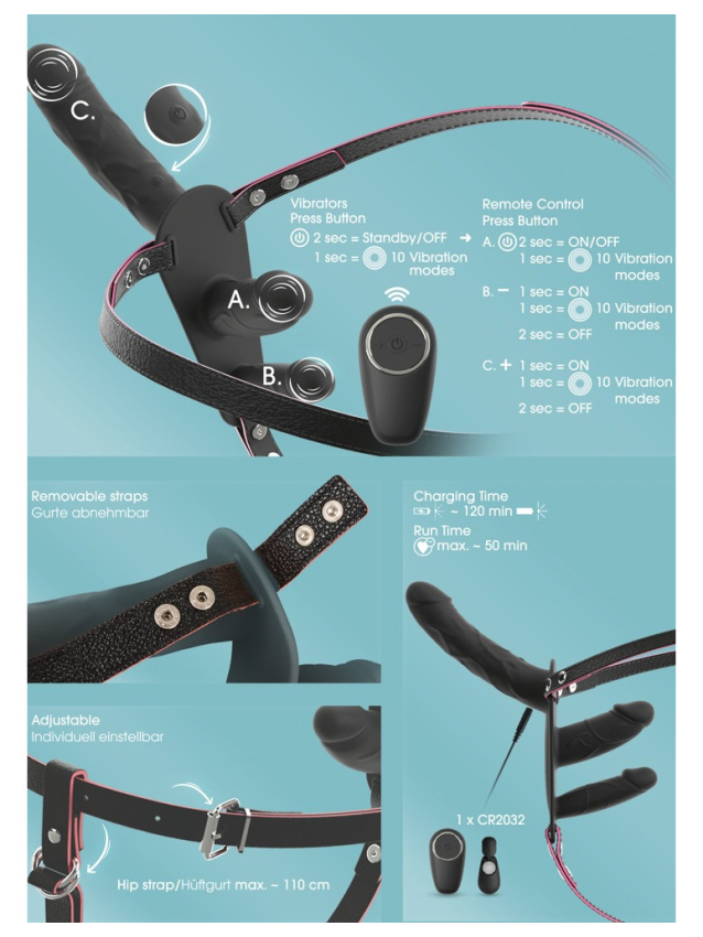 Vibromasseur double pénétration avec...