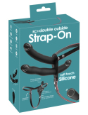Vibromasseur double strap-on avec télécommande et 3 moteurs puissants