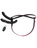 Vibromasseur double strap-on avec télécommande et 3 moteurs puissants