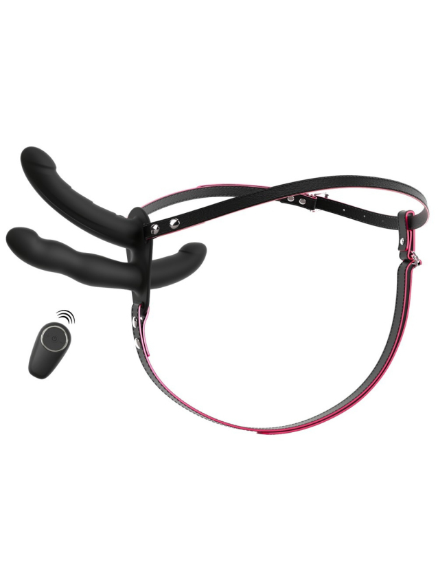 Vibromasseur double strap-on avec...