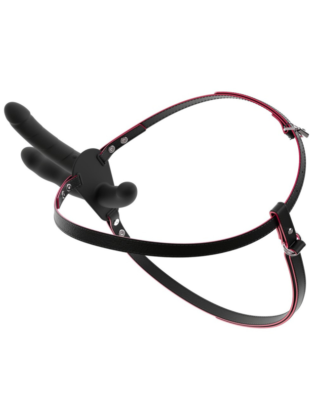 Vibromasseur double strap-on avec...