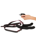 Vibromasseur double strap-on avec télécommande et 3 moteurs puissants