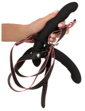 Vibromasseur double strap-on avec télécommande et 3 moteurs puissants
