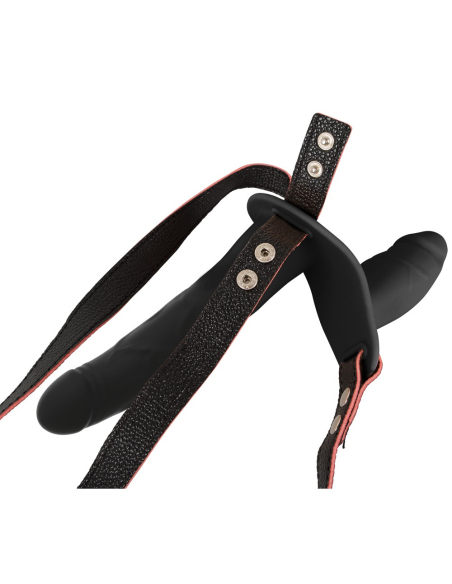 Vibromasseur double strap-on avec télécommande et 3 moteurs puissants