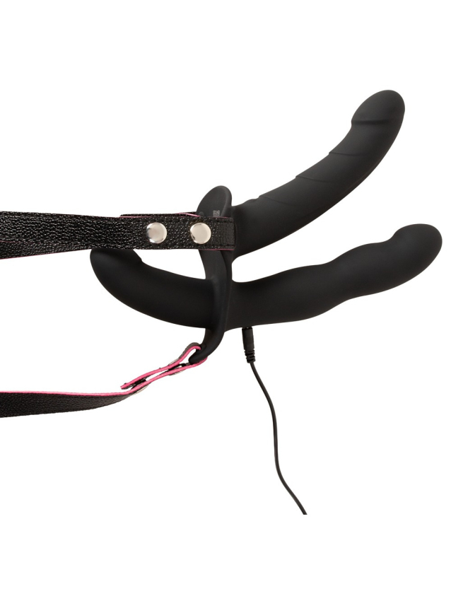 Vibromasseur double strap-on avec...