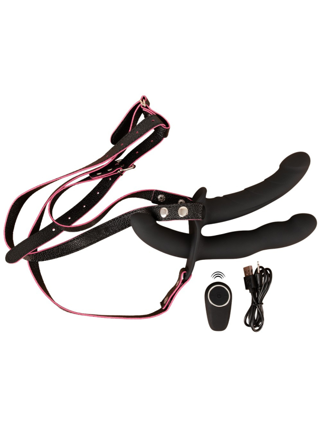 Vibromasseur double strap-on avec...