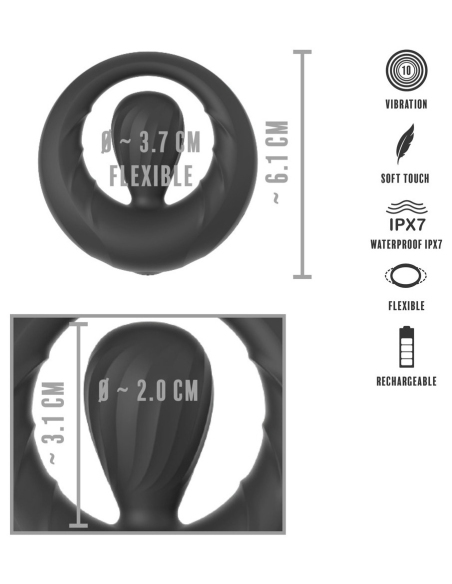 Anneau pénien avec stimulateur vibrant en silicone doux - vue 11