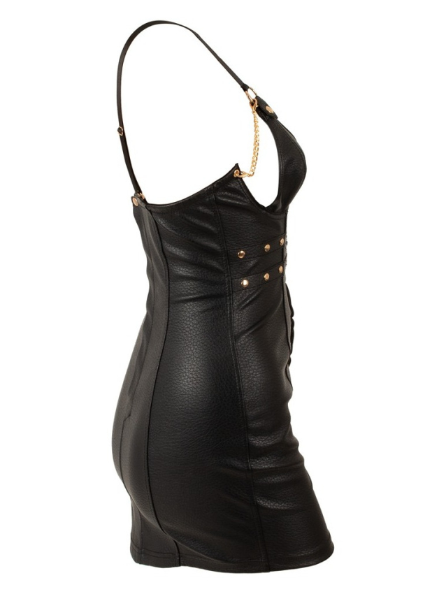 Mini robe noire en simili cuir à...