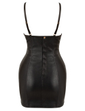 Mini robe noire en simili cuir à lanières et détails dorés