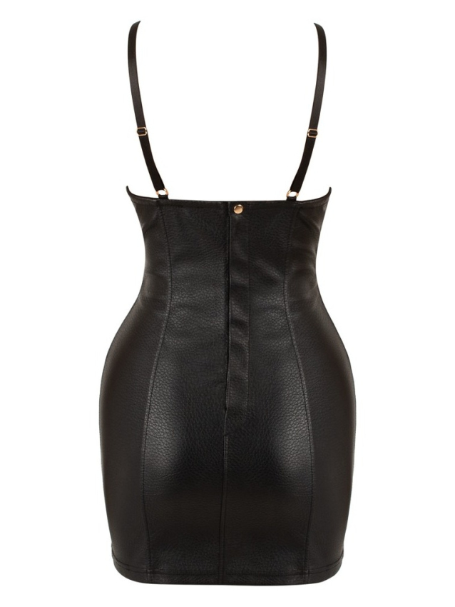 Mini robe noire en simili cuir à...