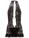 Robe en dentelle florale avec encolure halter et dos nu