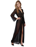 Kimono transparent noir en chiffon léger