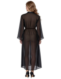 Kimono transparent noir en chiffon léger