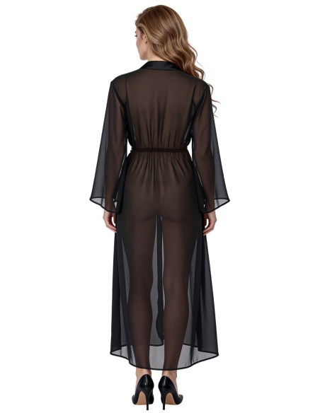 Kimono transparent noir en chiffon léger