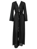 Kimono transparent noir en chiffon léger
