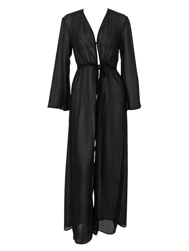 Kimono transparent noir en chiffon léger