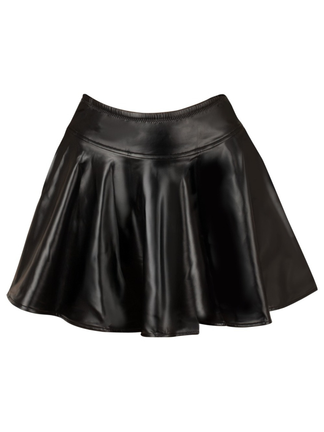 Mini-jupe évasée noire effet mat