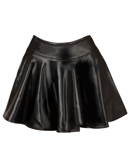 Mini-jupe évasée noire effet mat