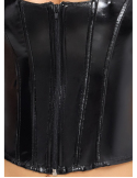 Ensemble corset et string en vinyle noir brillant