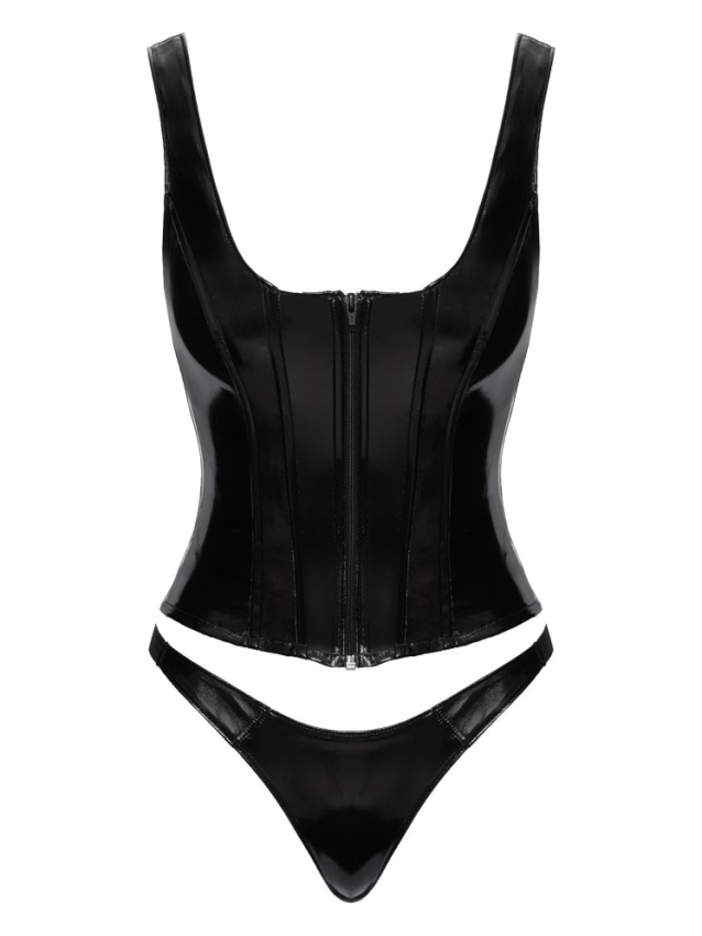 Ensemble corset et string en vinyle...