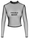 Top transparent en tulle doux à imprimé floqué - L, M, S, XL