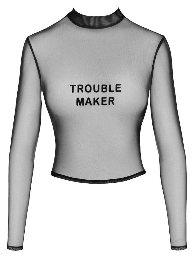 Top transparent en tulle doux à imprimé floqué - L, M, S, XL