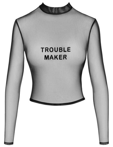 Top transparent en tulle doux à imprimé floqué - L, M, S, XL