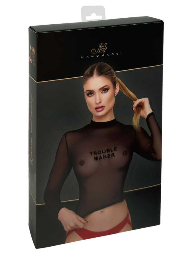 Top transparent en tulle doux à imprimé floqué - L, M, S, XL