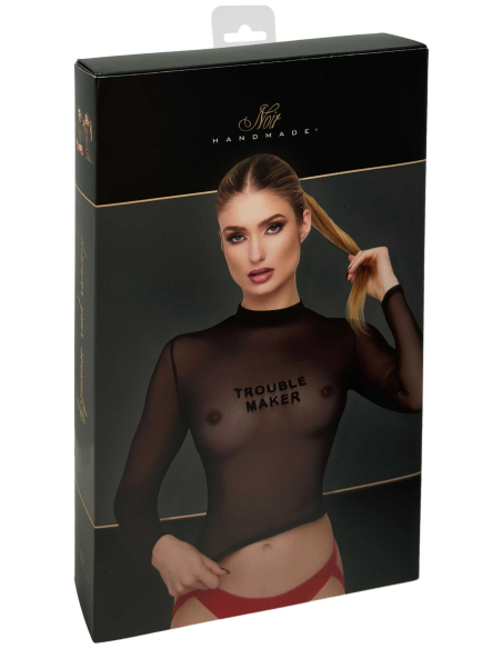 Top transparent en tulle doux à imprimé floqué - L, M, S, XL