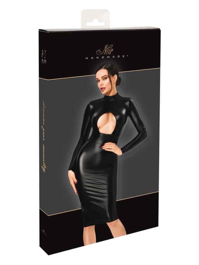 Robe midi moulante en Powerwetlook à manches longues - L, M, S, XL, XXL, XXXL