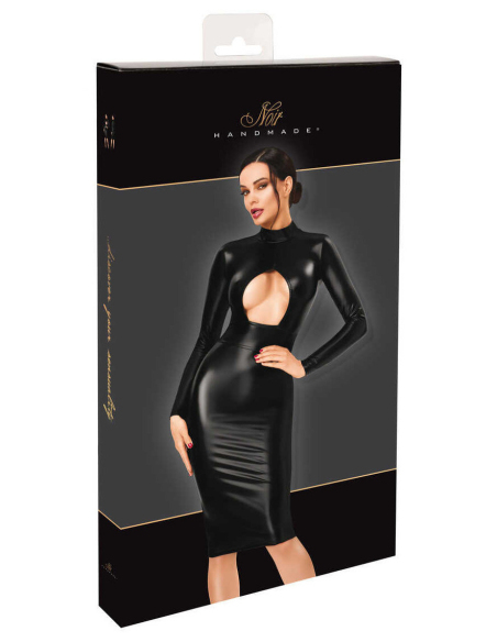 Robe midi moulante en Powerwetlook à manches longues - L, M, S, XL, XXL, XXXL