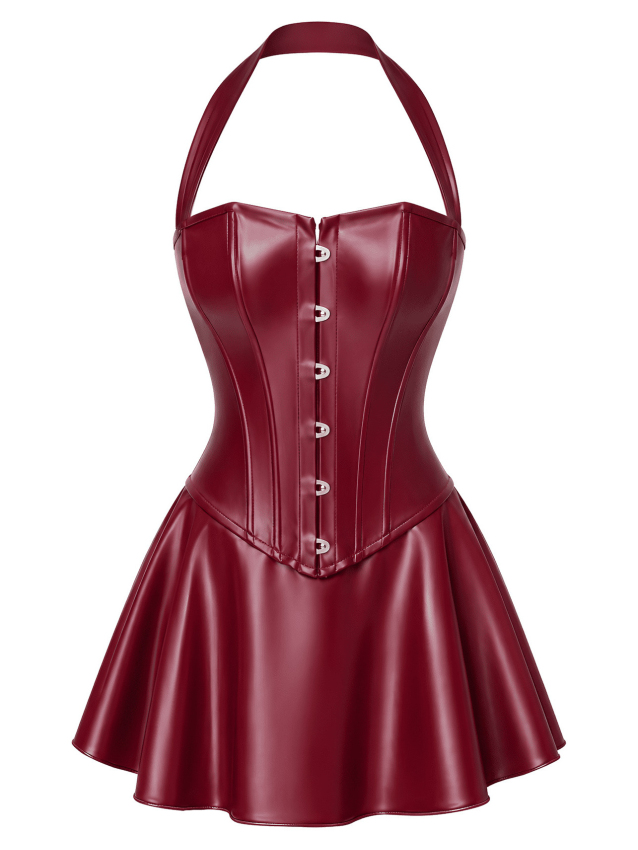 Robe courte corset bordeaux profond - L, M, S, XL, XXL, XXXL