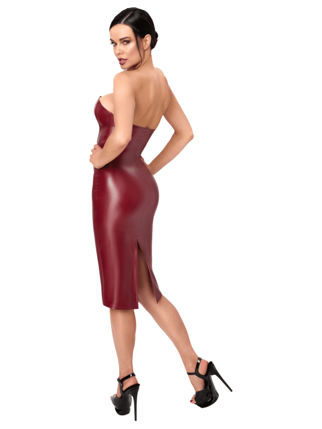 Robe corset midi bordeaux profond - L, M, S, XL, XXL, XXXL