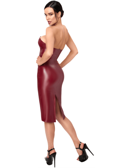 Robe corset midi bordeaux profond - L, M, S, XL, XXL, XXXL