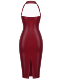 Robe corset midi bordeaux profond - L, M, S, XL, XXL, XXXL