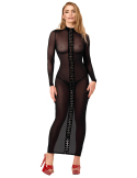 Robe longue en tulle à laçage intégral