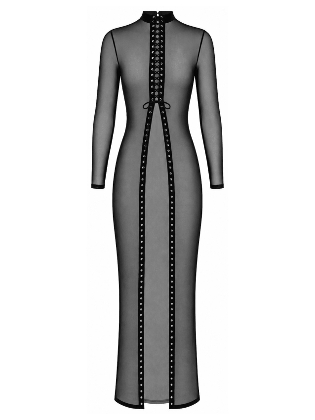 Robe longue en tulle à laçage intégral