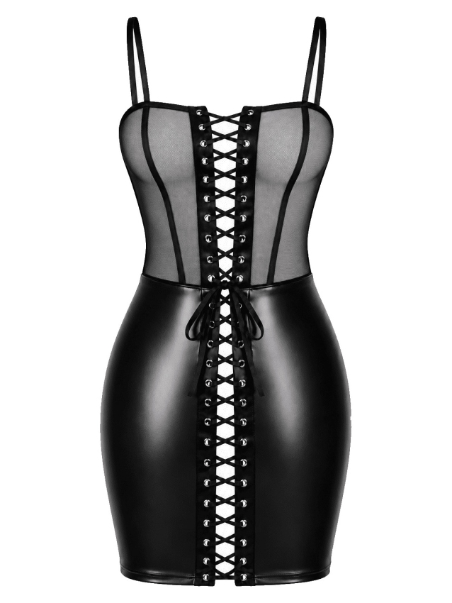 Robe courte à laçage intégral en...