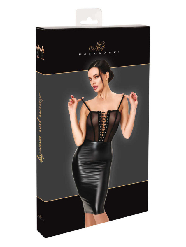 Robe midi crayon à laçage en tulle et...