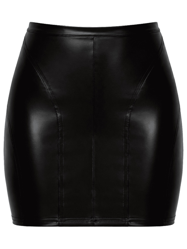 Mini-jupe moulante en Powerwetlook noir