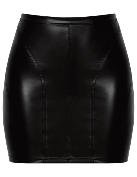 Mini-jupe moulante en Powerwetlook noir